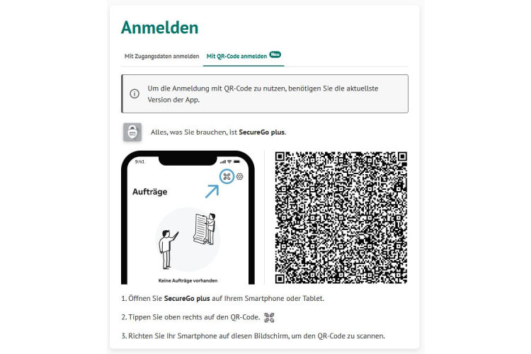 Vereinfachte Anmeldung zum Online-Banking mit SecureGo plus App