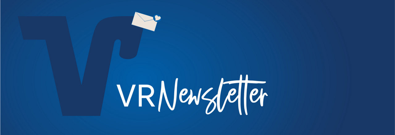 VR-Newsletter-Schriftzug auf blauem Hintergrund
