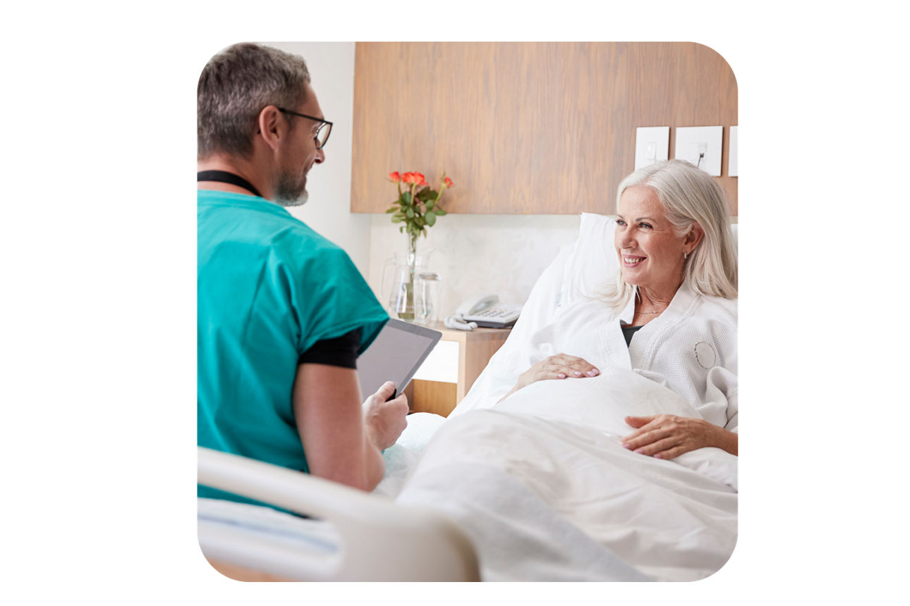Patientin im Krankenhausbett