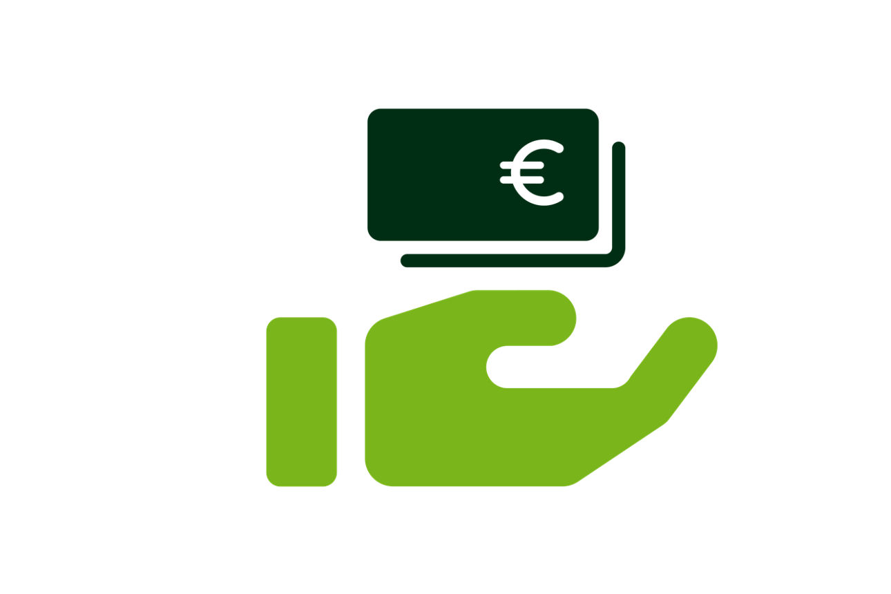 Icon Hand mit Geldscheinen