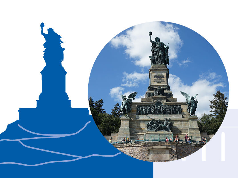 Bild von der Germania am Niederwaldenkmal fotografiert und gezeichnet