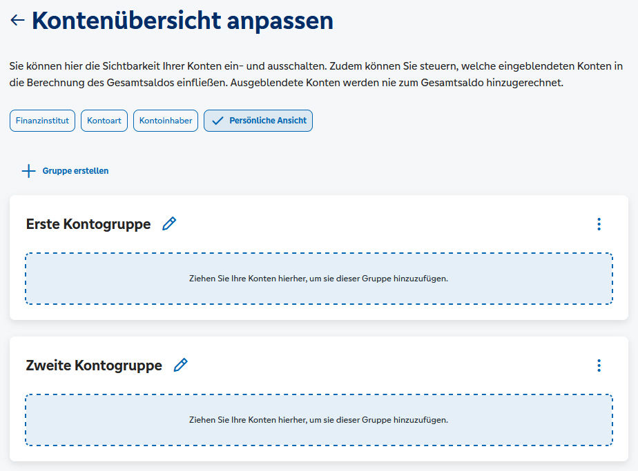 Grafik aus dem Onlinebanking zur Kontenübersicht