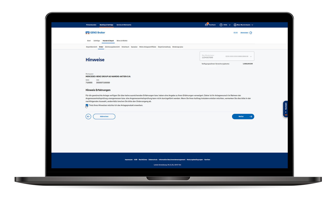 Screenshot von VR-NetKey und PIN anmelden