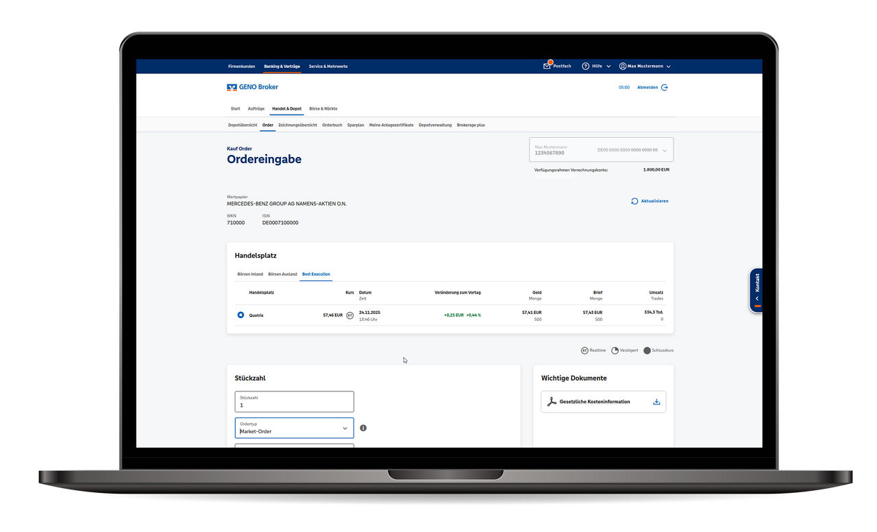 Screenshot von Depots werden hinzugefügt
