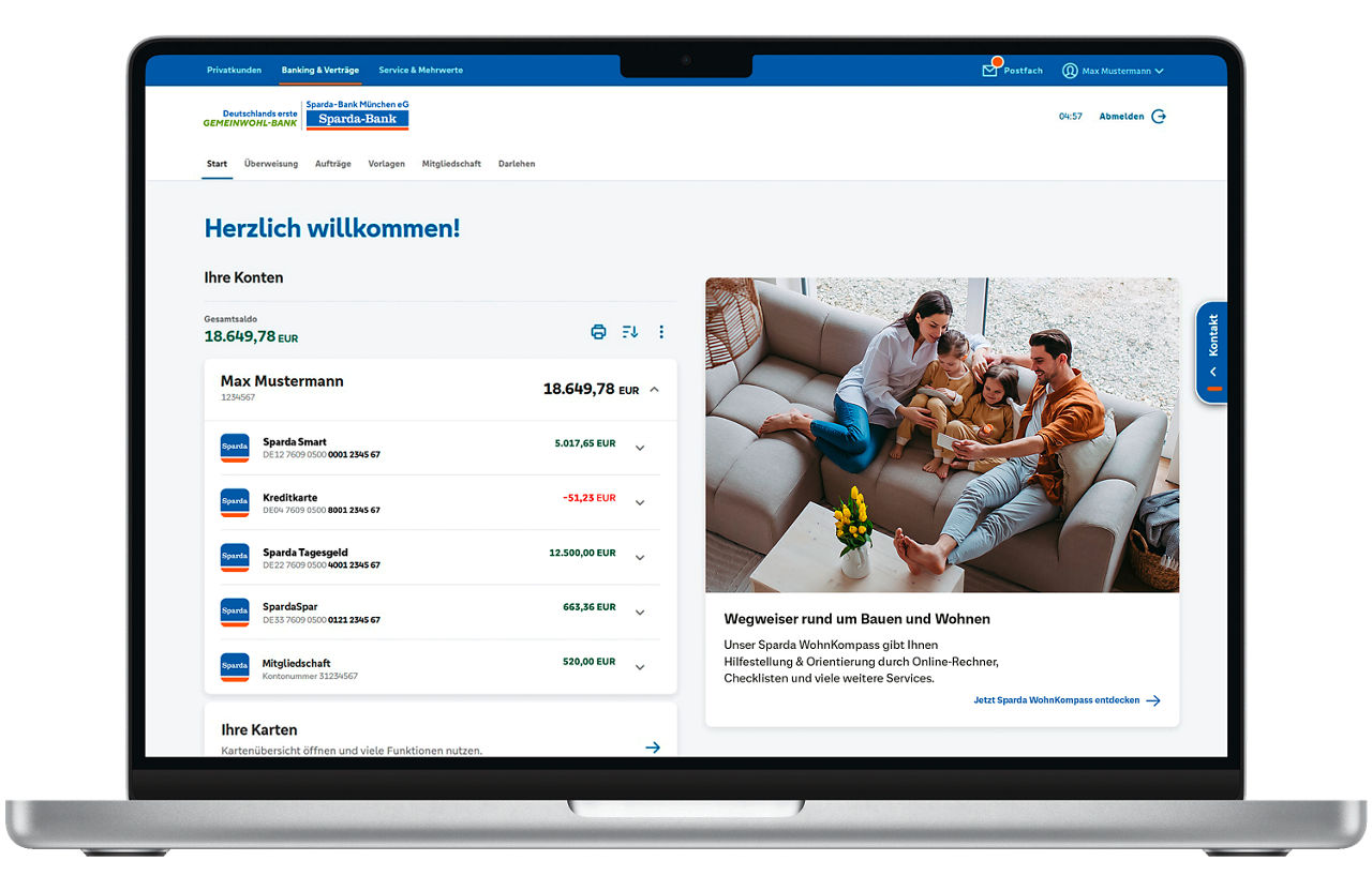 Online-Banking in der Webansicht
