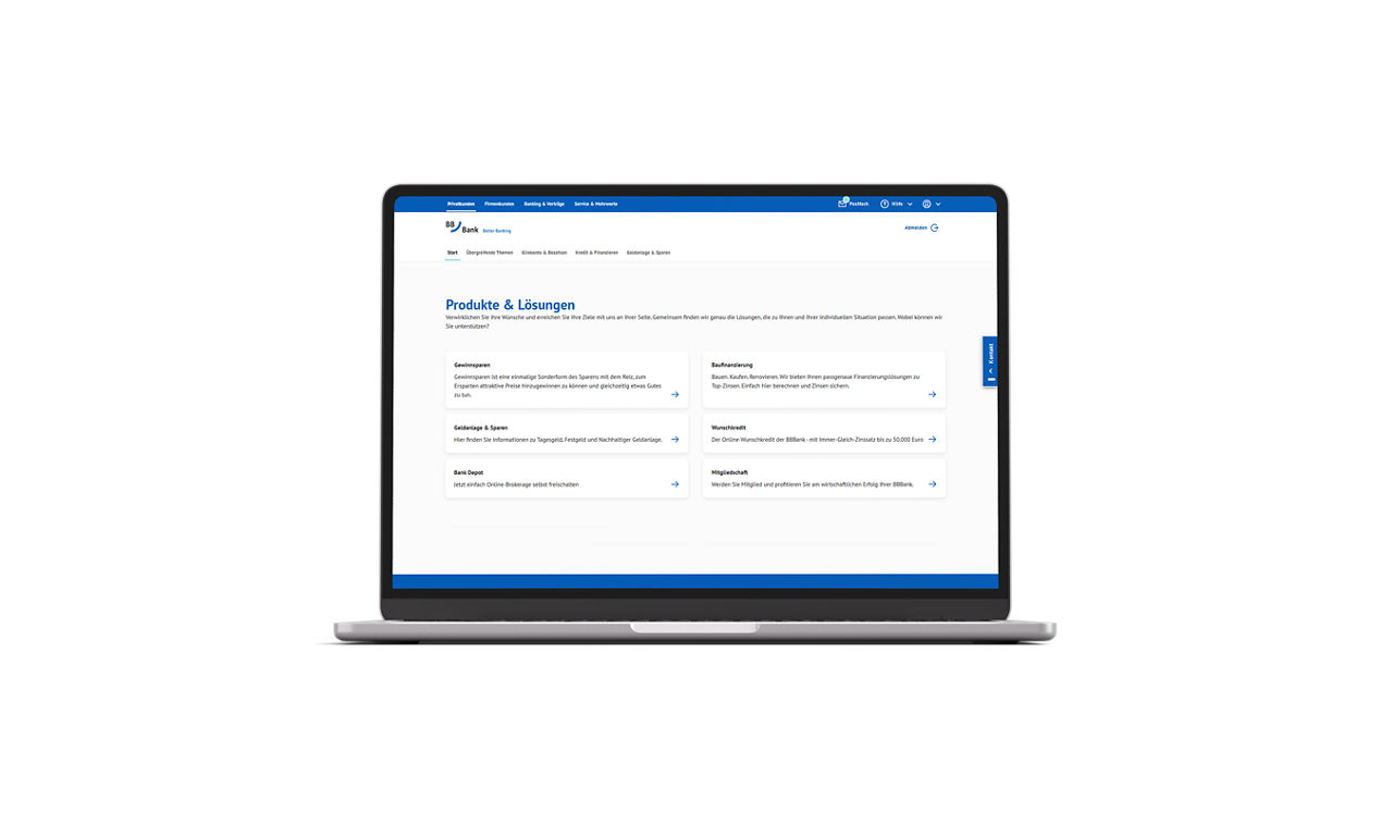 Laptop mit BBBank Online-Banking Screen