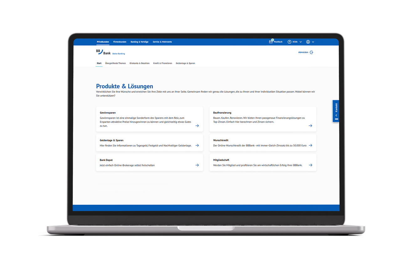 Laptop mit BBBank Online-Banking Screen
