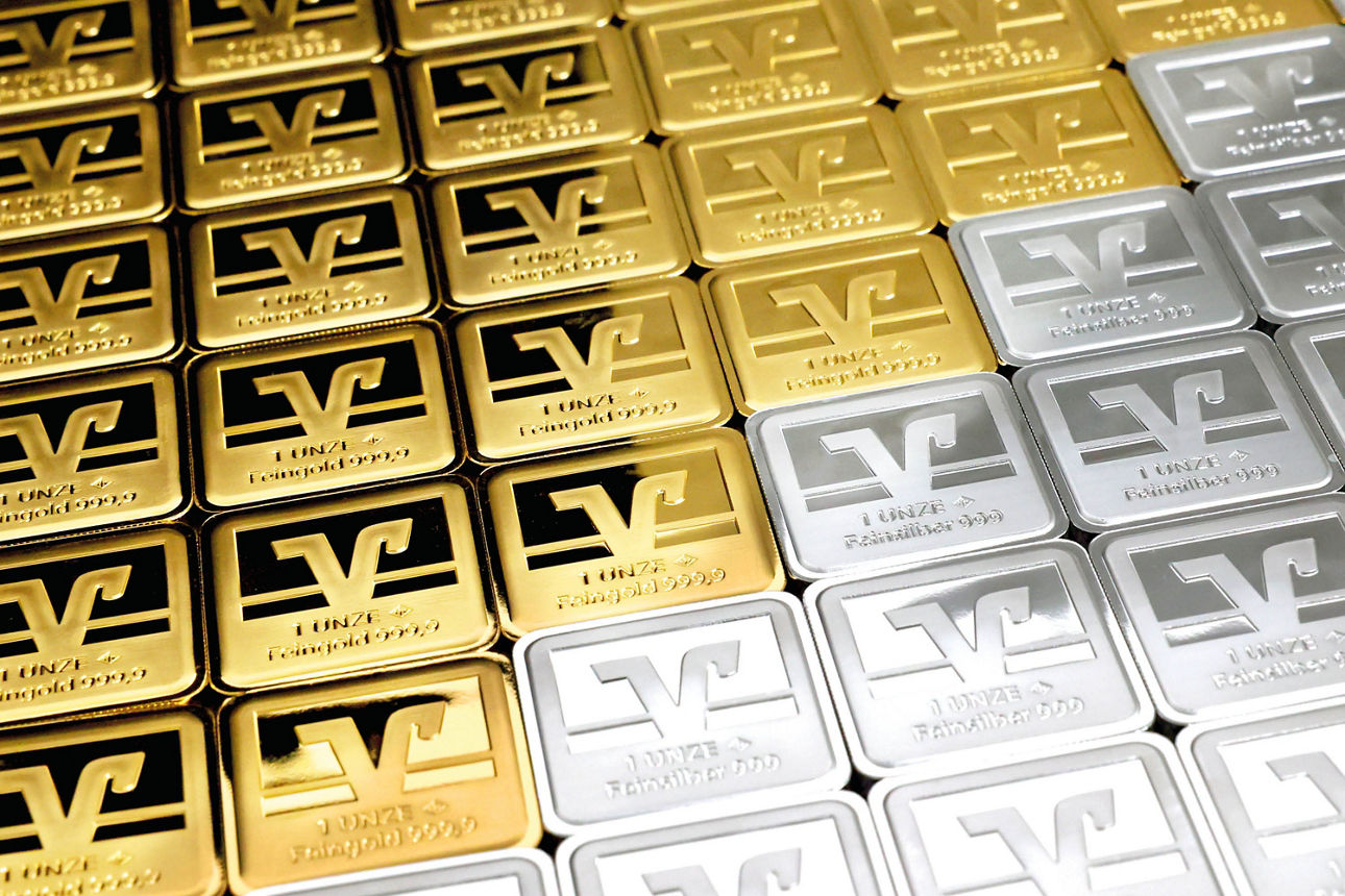 Gold- und Silberbarren