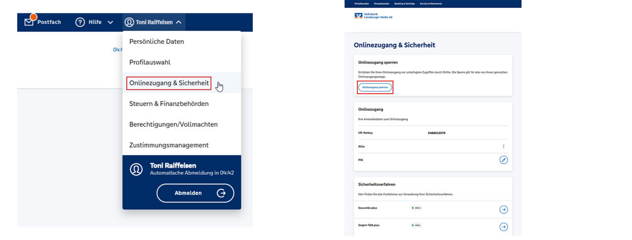 Onlinezugang sperren