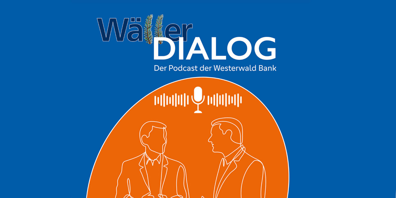 Das Podcast Cover zu Wäller Dialog, auf dem sich zwei Männer unterhalten, wird dargestellt.