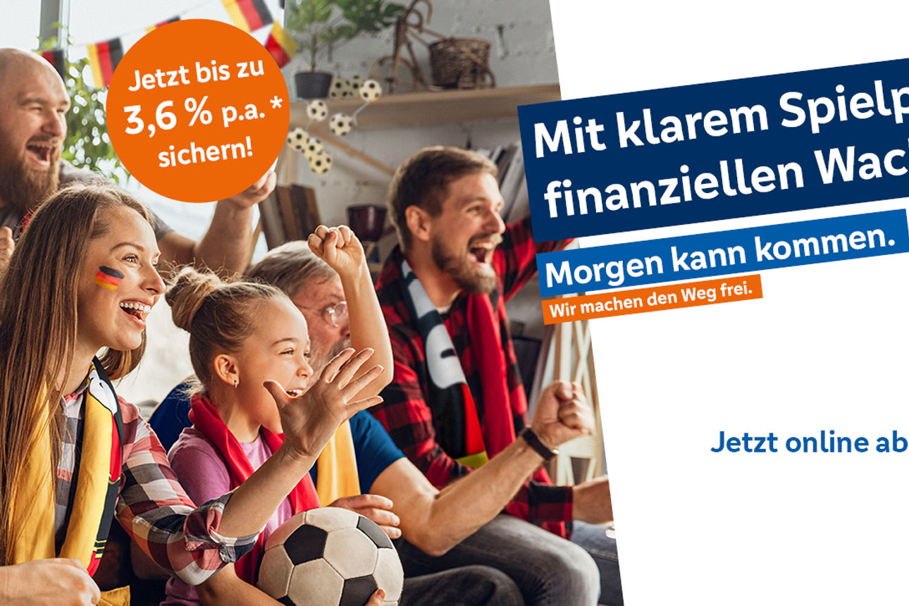 Jubelnde Fussballfans und Konditionen zum Angebot