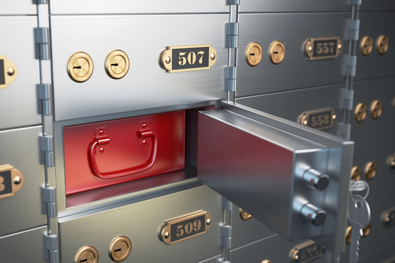 Bild von einem geöffneten Bankschließfach