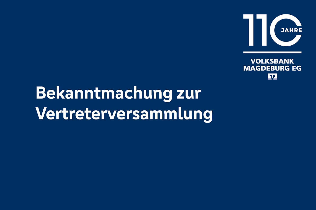 Grafik zur Bekanntmachung der Vertreterversammlung mit 110-Jahre-Hinweis.