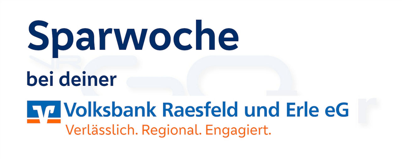 Logo der Volksbank Raesfeld mit dem Slogan "regionalengagiert" in einem modernen Design. 