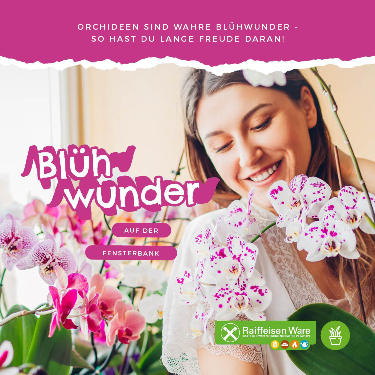 Eine junge Frau mit Orchideen