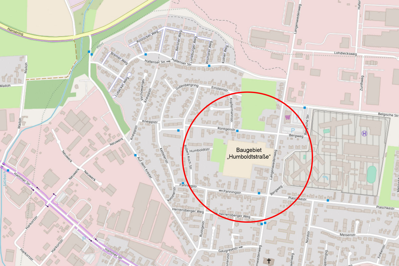 Das Baugebiet im Ortsplan