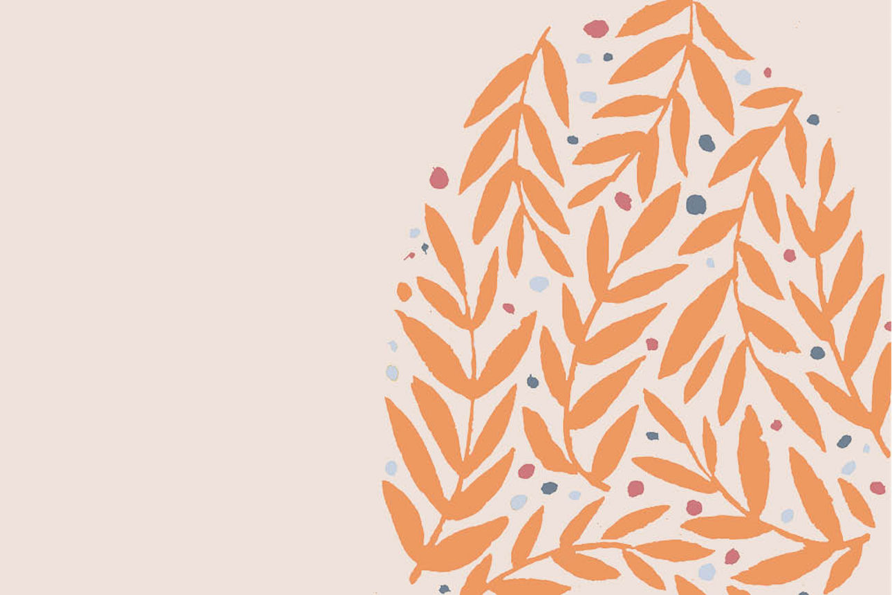 Orangenes Ostermotiv auf beigem Hintergrund