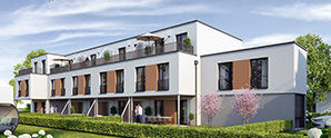 Ein modernes Wohnhaus mit großen Fenstern