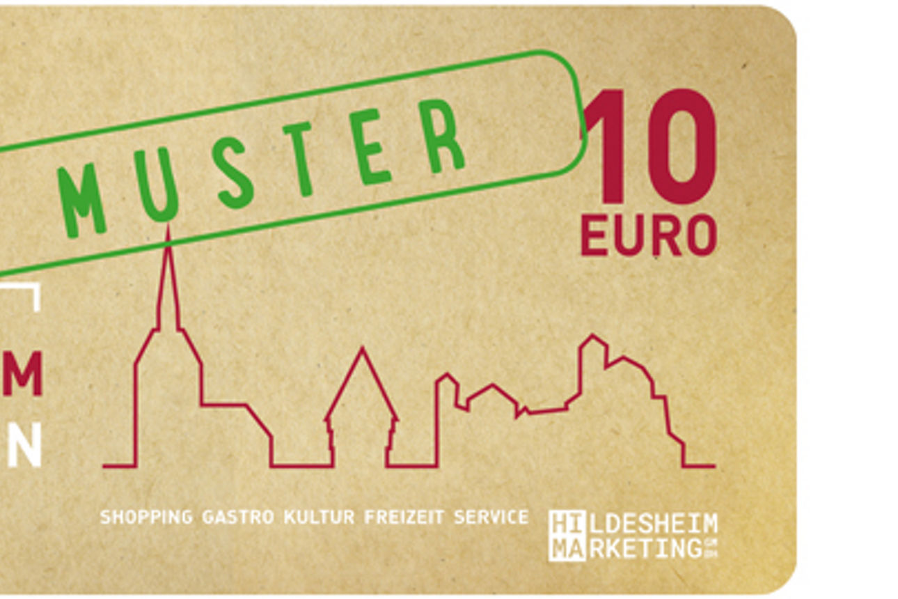 Muster eines Hildesheim Gutscheins im Wert von zehn Euro. 