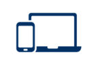 Ein Pictogramm eines Smartphones und eines Laptops