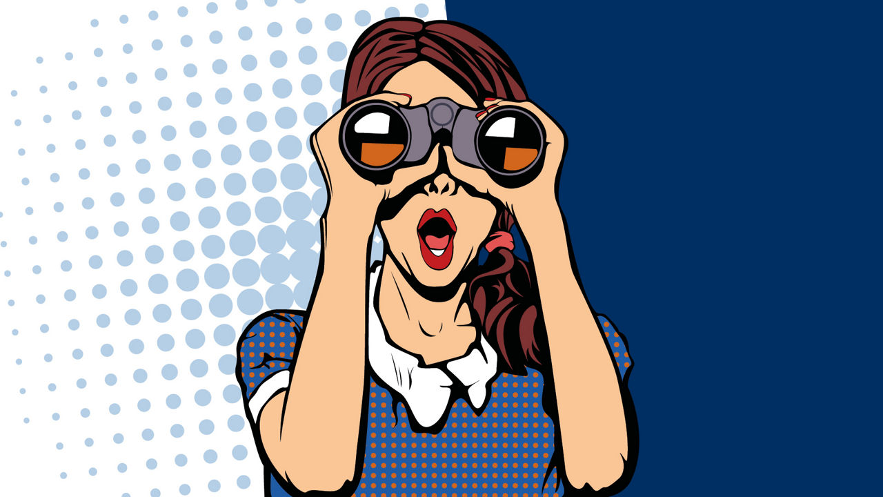 Illustration von Frau mit Fernglas