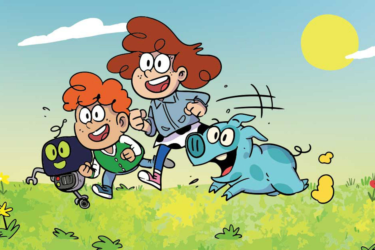 Zwei Tiere und zwei Kinder