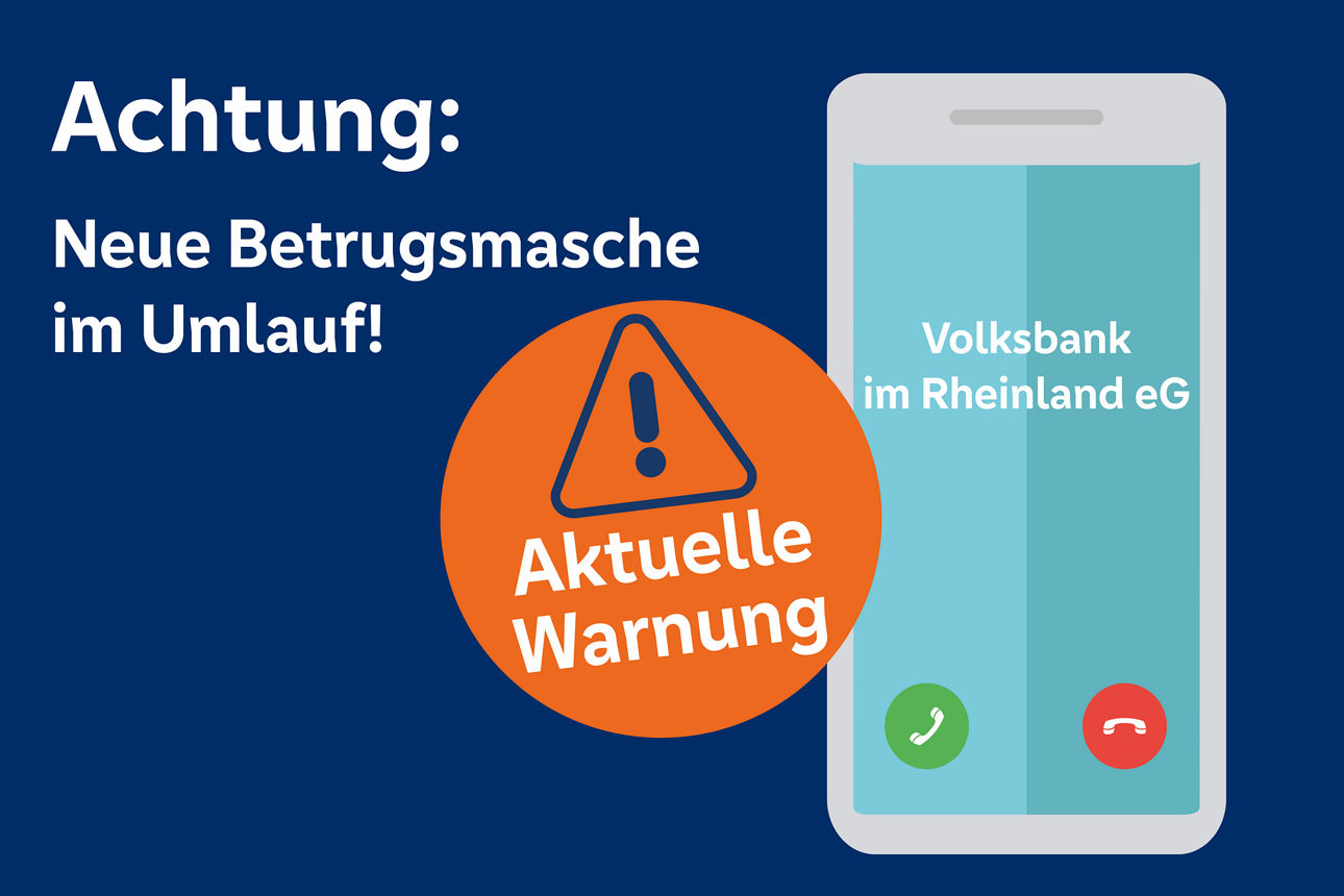 Das Bild zeigt die Darstellung eines Smartphones und aktuelle Warnhinweise zu einer neuen Betrugsmasche.