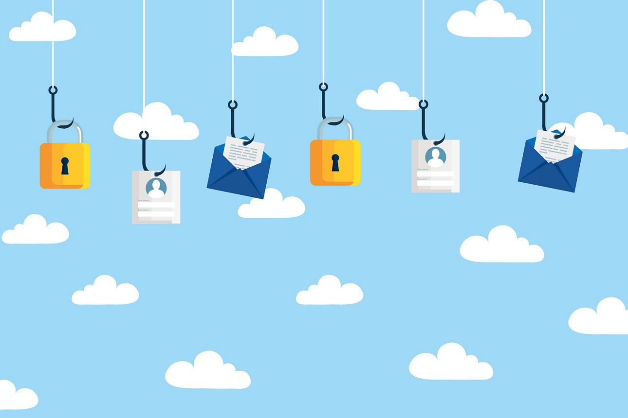 Bild mit Briefen und Schlössen an der Angel um das Thema Phishing darzustellen.