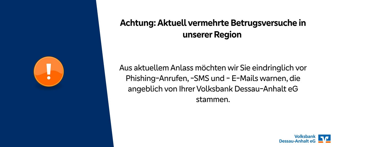 Meldung über Phishing mit einem Ausrufezeichen
