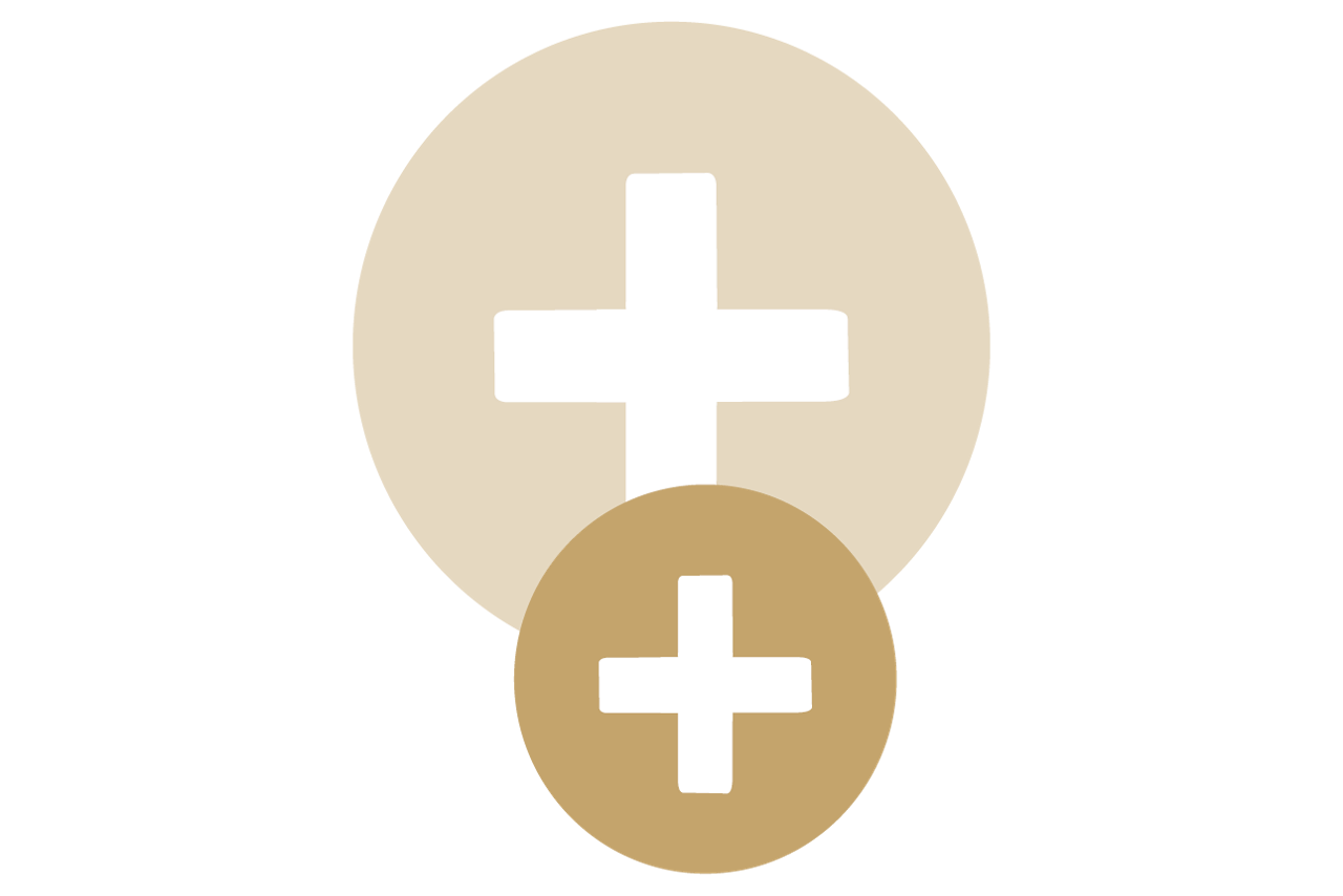 Plus-Icons in Gold