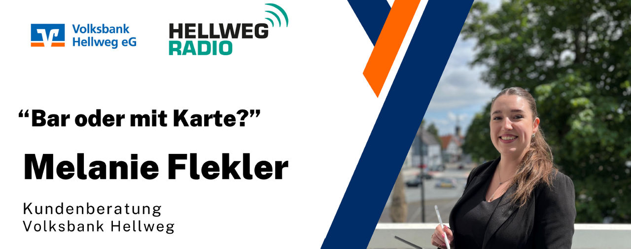 Links steht der Name des Podcasts und des Gasts. Rechts ist ein Foto von Melanie Flekler.