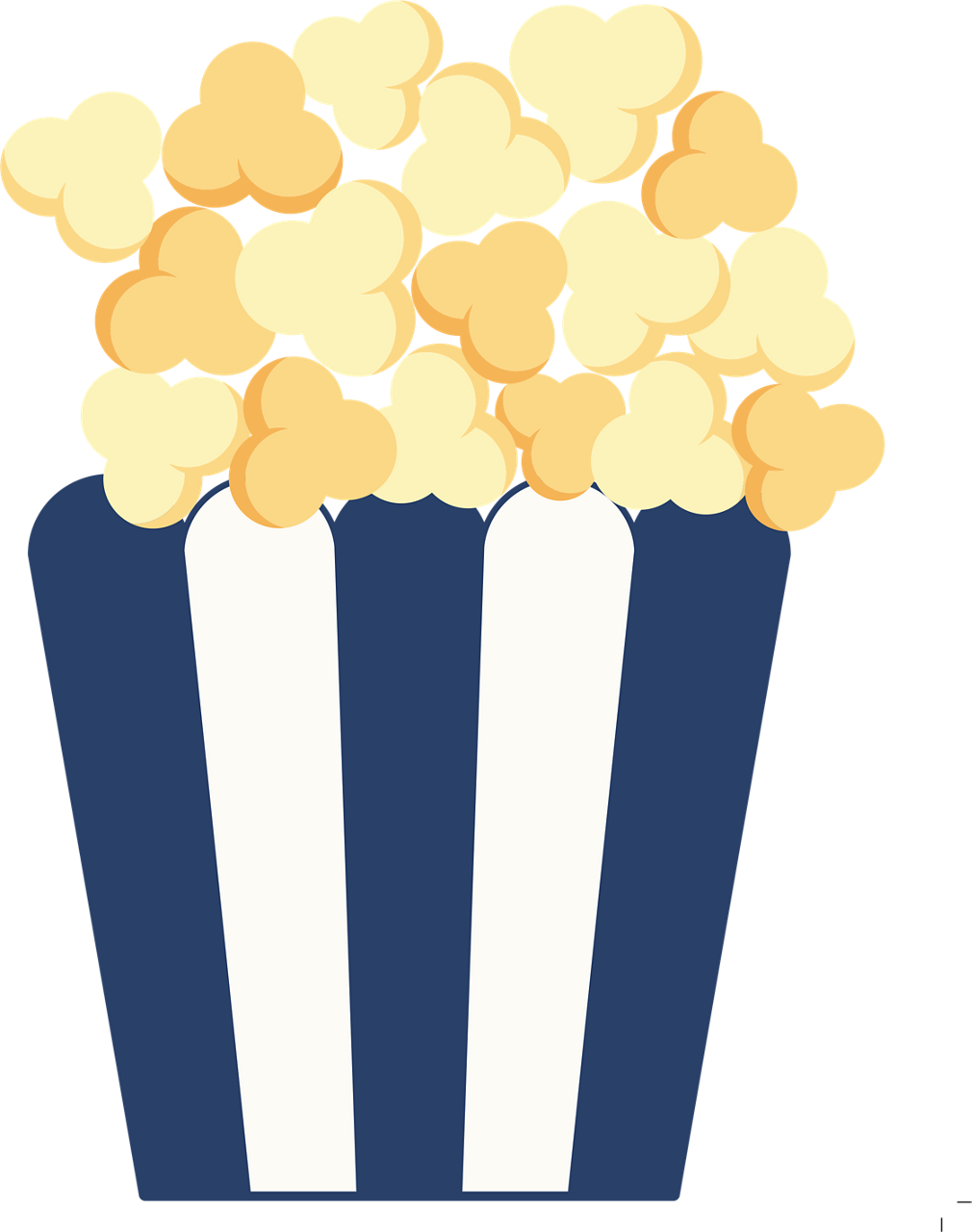 Grafische Darstellung blau-weiß-gestreifter Tüte mit Popcorn