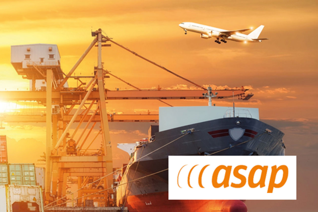 Kontainerhafen mit Logo asap