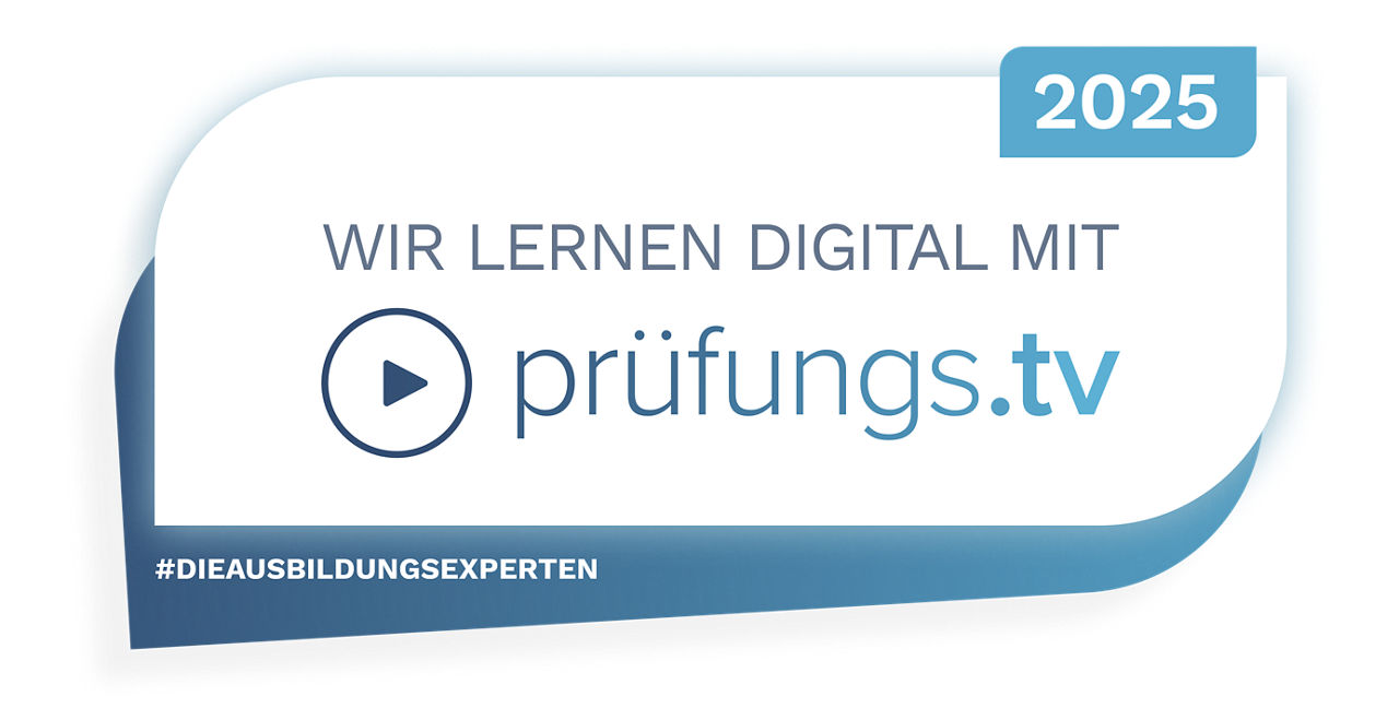 Das Logo von prüfungs.tv - Einem Tool mit dem die Auszubildenden lernen