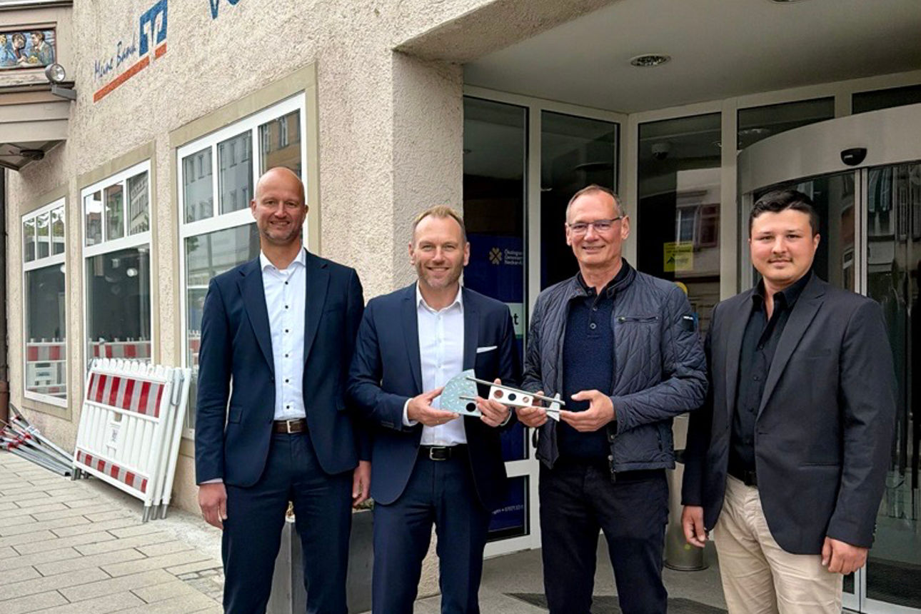 Vorstand Carsten Brüner, Vorstand Boris Braun, Armin Diesch und Artur Dillmann von schairer + partner architektur.