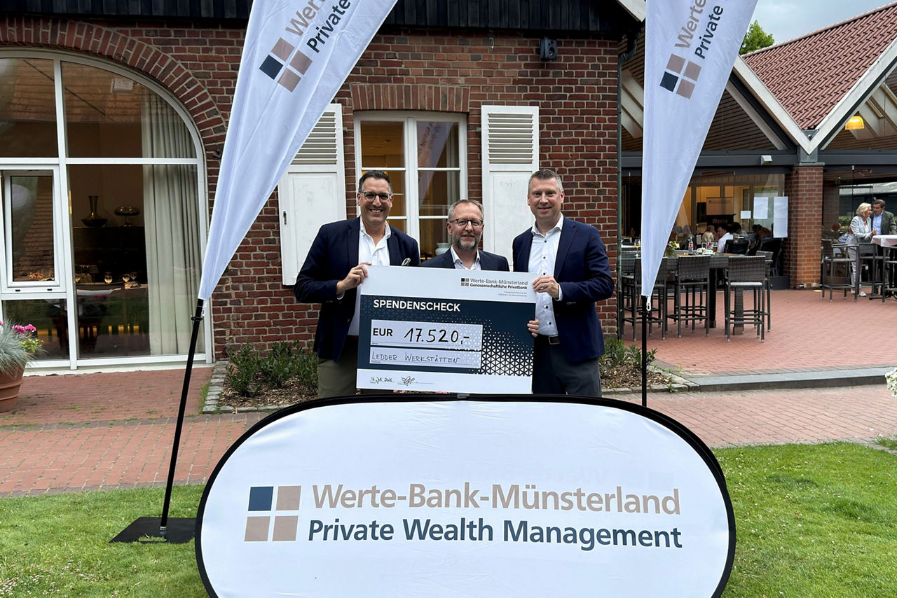 Spendenübergabe an die Ledder Werkstätten durch die Werte-Bank-Münsterland.
