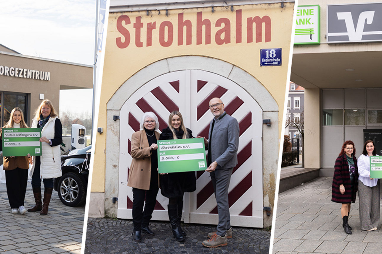 Foto von drei verschiedenen Spendenübergaben