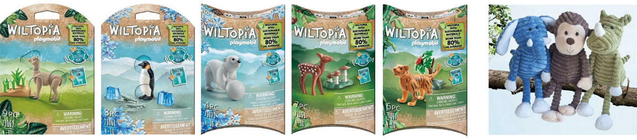 Spargeschenke zum PRIMAX Sparmonat: kuschelige Plüschtiere sowie nachhaltige WILTOPIA-Tiere von Playmobil 