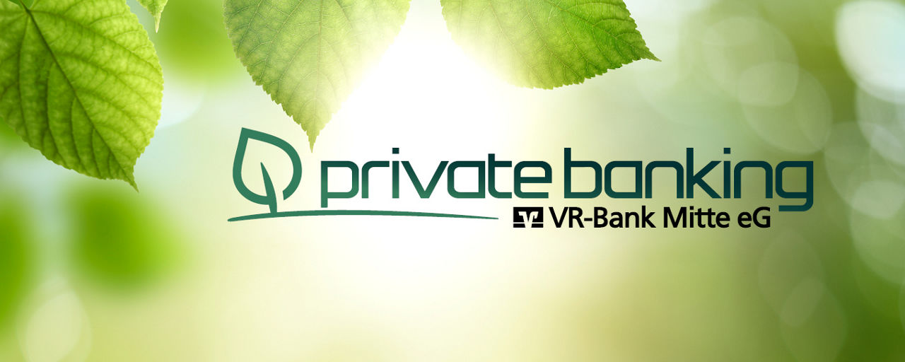 Grüne Blätter und ein Logo der Abteilung Private Banking