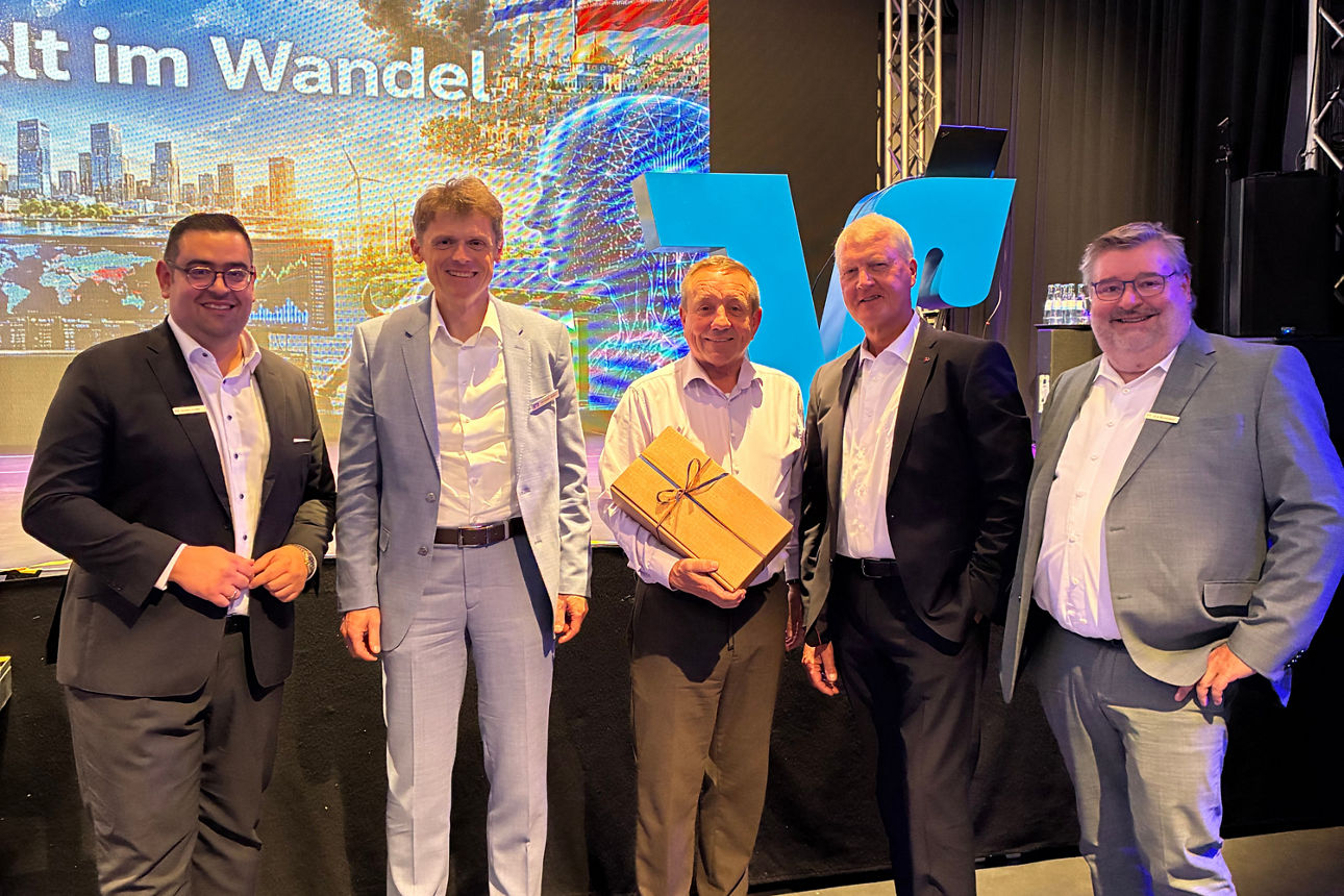 Norbert Faller (Fondsmanager) mit den Vorständen Helmut Vilmar und Christoph Gubert sowie den Bereichsleitern Privatkunden und PrivateBanking Dimitrios Nicolos und Dirk Reutemann
