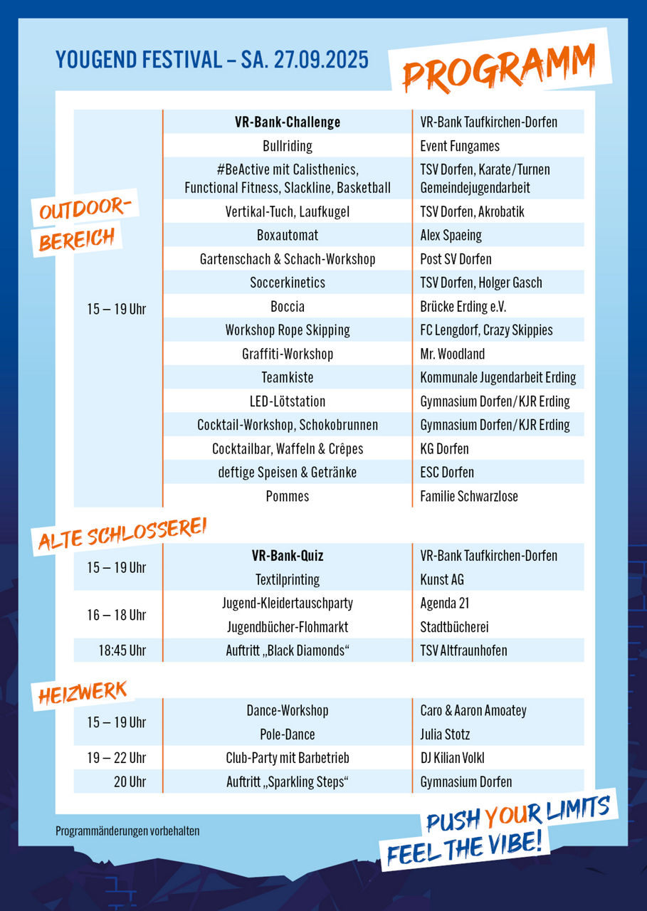 Inhalte zum Tagesablauf und Programm des Festivals