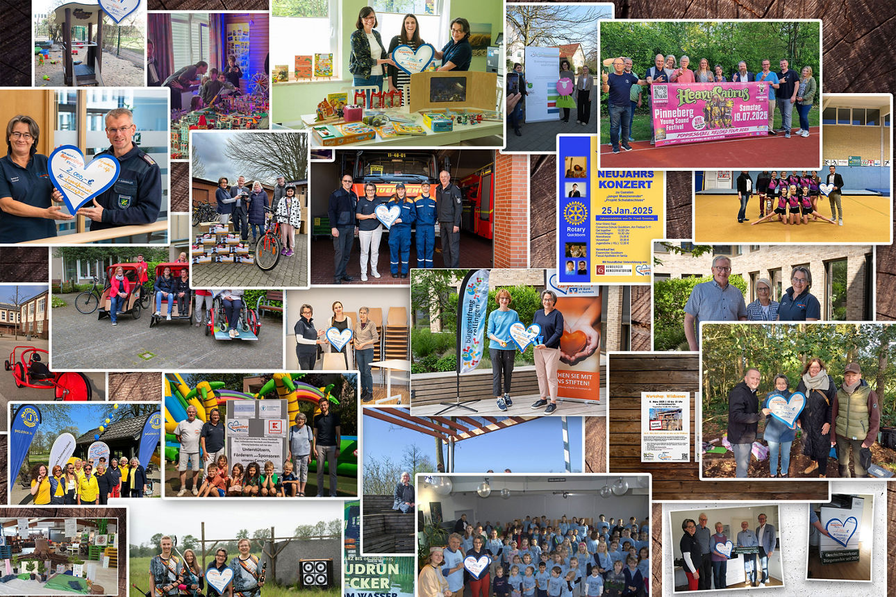 Foto-Collage von einigen Projektförderungen der Bürgerstiftung VR Bank in Holstein