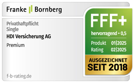 Testsiegel Franke Bornberg Haftpflicht HDI Premium asugetzeichnet mit herrvoragend 02/2025