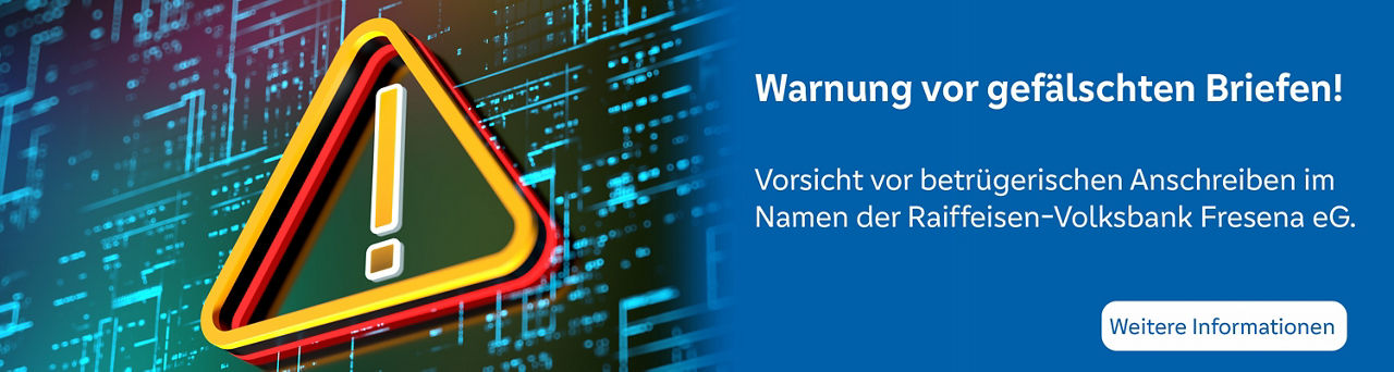 Warnmeldung - Betrügerische Briefe - Ausrufezeichen mit Hinweistext