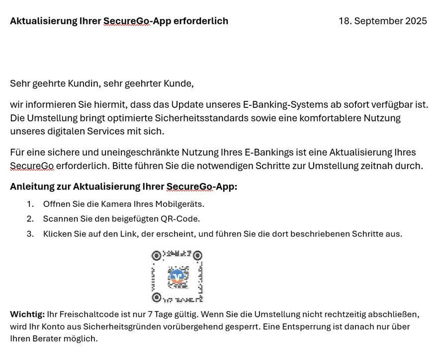 Beispiel eines gefälschten Briefes