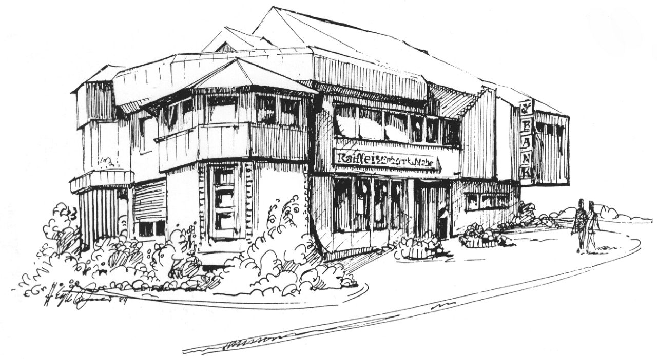Zeichnung Bankgebäude