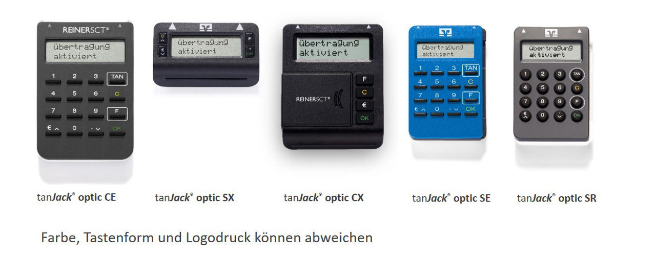 Abbildung der TAN-Generatoren, tanJack optic CE, tanJack optic SX, tanJack optic CX, tanJack Optic SE, tanJack optic SR