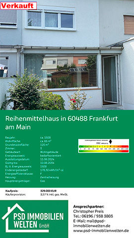Bild von dem Haus aus Frankfurt das bereits vermittlet wurde