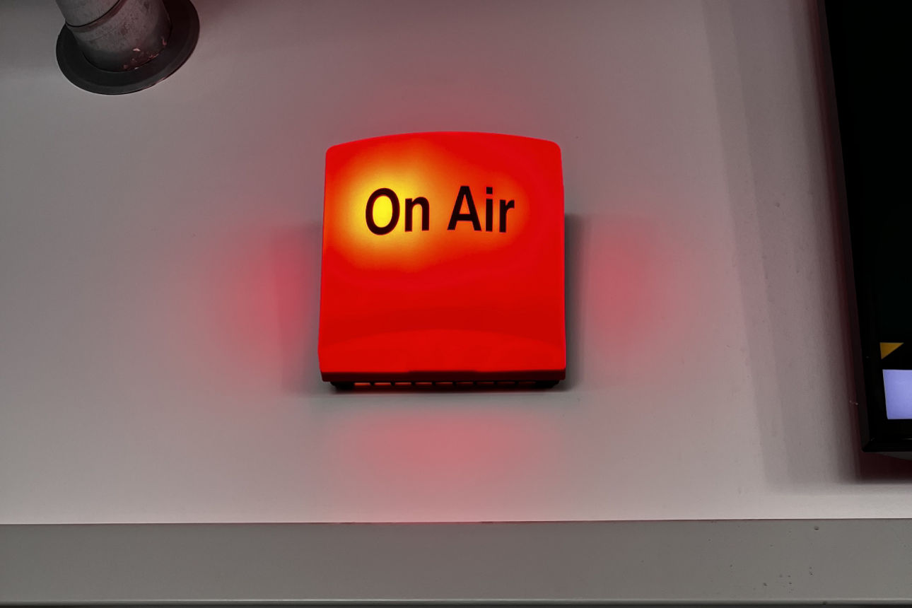 On Air Schild im Radio PSR Studio