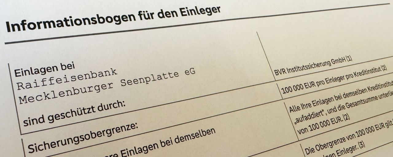 Infobogen Raiffeisenbank Mecklenburger Seenplatte